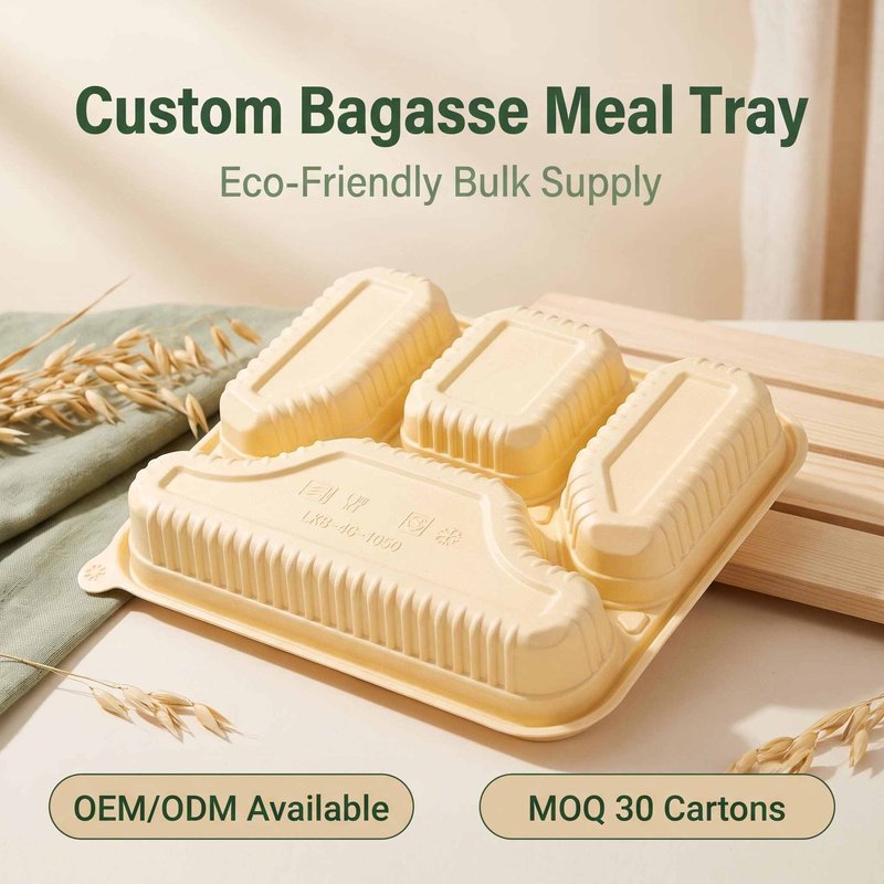 Four-Compartment Biodegradable Bagasse Meal Tray 220×190mm – Inflight &amp;amp;amp;amp;amp;amp;amp;amp; Catering - image 1