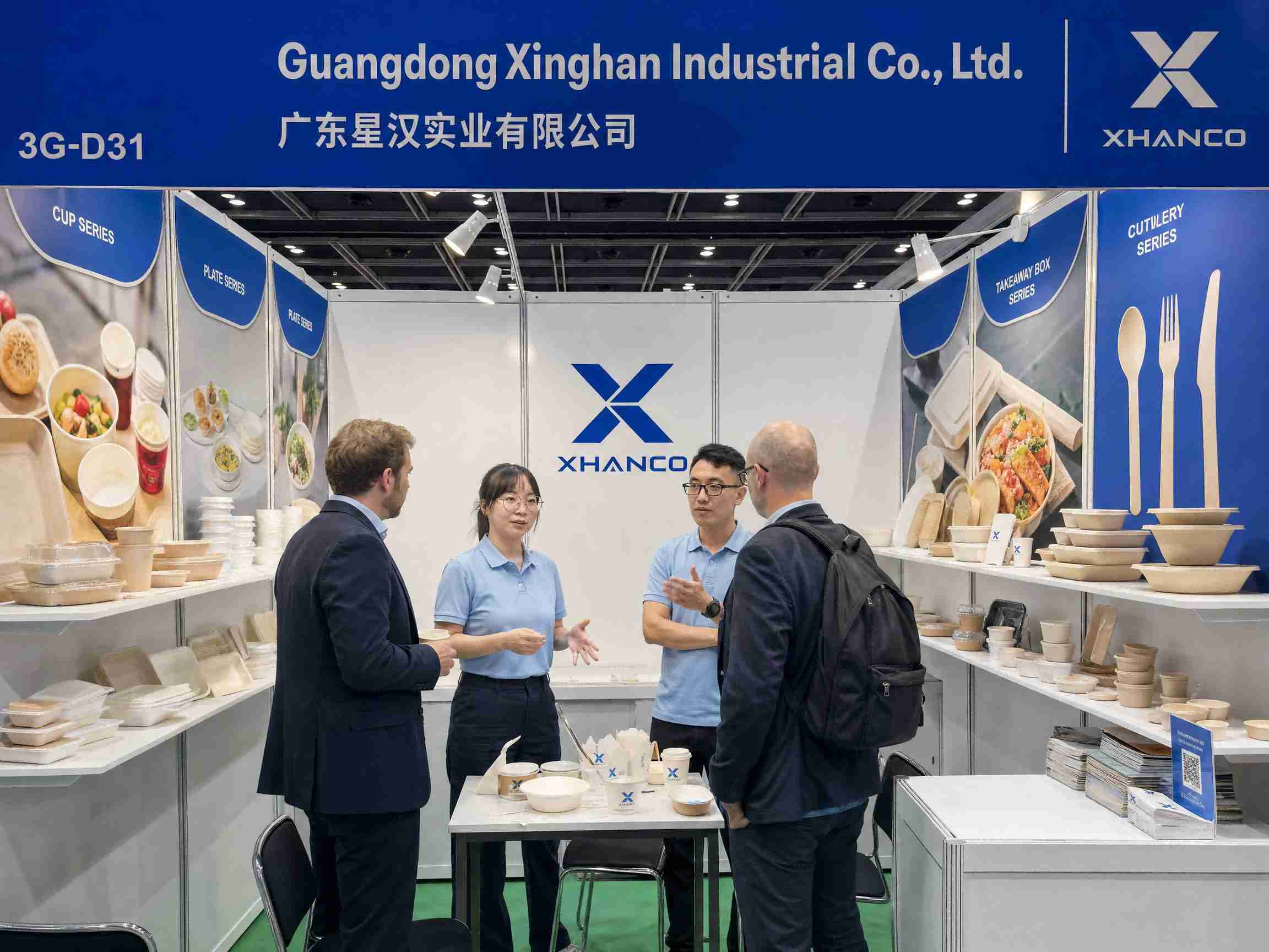 XHANCO booth 3G-D31 at a European foodservice and packaging exhibition in Spain
